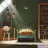 1520024 - PBR Game 3D Models - CARTOON BEDROOM 002 Low-poly 3D Max
