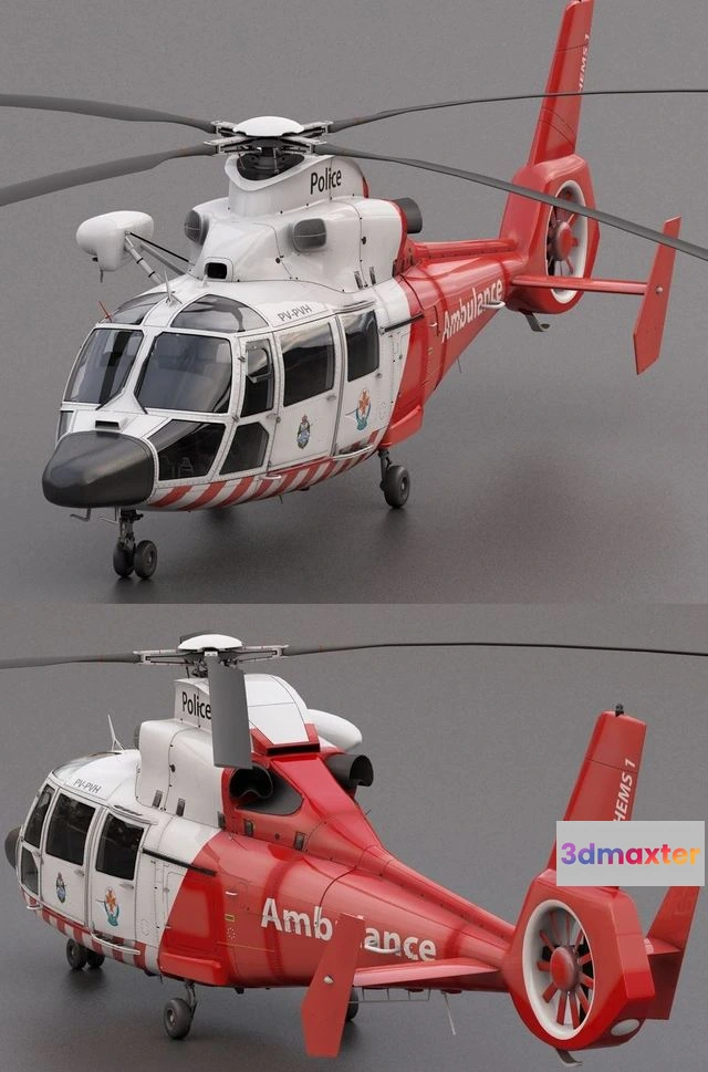 1520072 - PBR Game 3D Models - Eurocopter AS-365 Air Ambulace 3D Max
