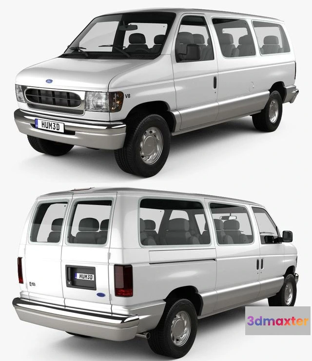 1520098 - PBR Game 3D Models - Ford E-Series Passenger Van 1998 3D Max