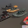 1520176 - PBR Game 3D Models - Low poly Zodiac boat set 3D Max