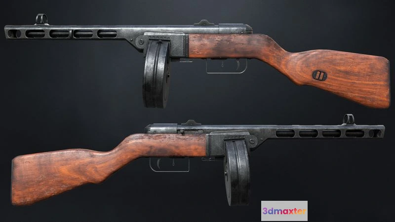 1520274 - PBR Game 3D Models - PPSh-41 Submachine Gun 3D Max