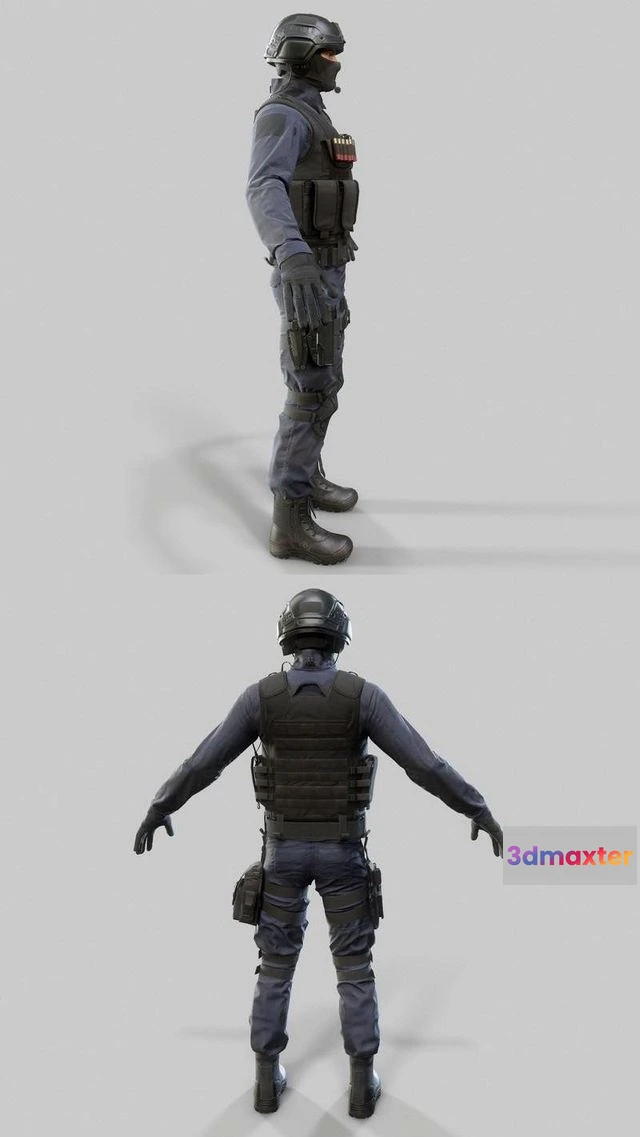 1520344 - PBR Game 3D Models - SWAT soldier 3D Max