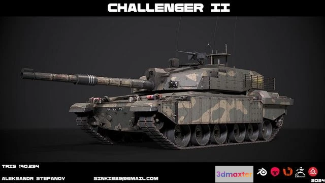 1520348 - PBR Game 3D Models - Tank Challenger 2 3D Max