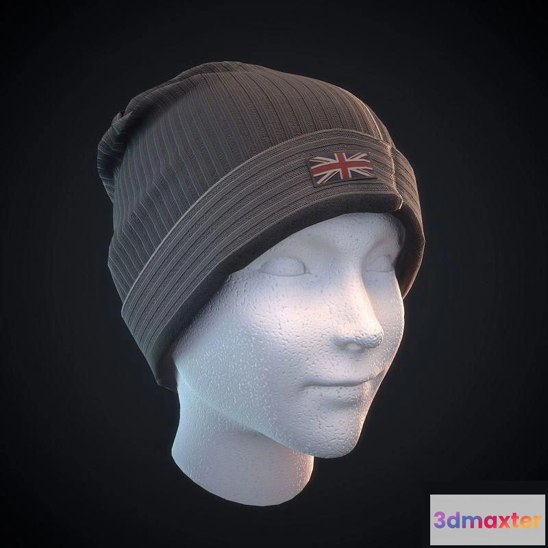 1520426 - PBR Game 3D Models - Beanie british on mannequin head 3D Max