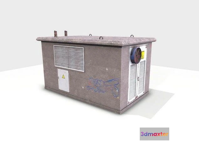 1520436 - PBR Game 3D Models - Concrete Electrical Transformer 3D Max