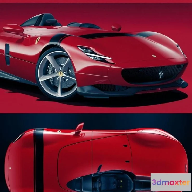 1520452 - PBR Game 3D Models - Ferrari Monza SP1 Red 3D Max