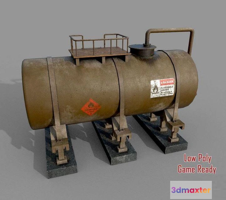 1520464 - PBR Game 3D Models - Industrial Green Tank 3D Max