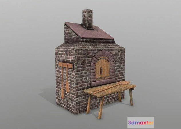 1520486 - PBR Game 3D Models - Medieval Stone Oven 3D Max