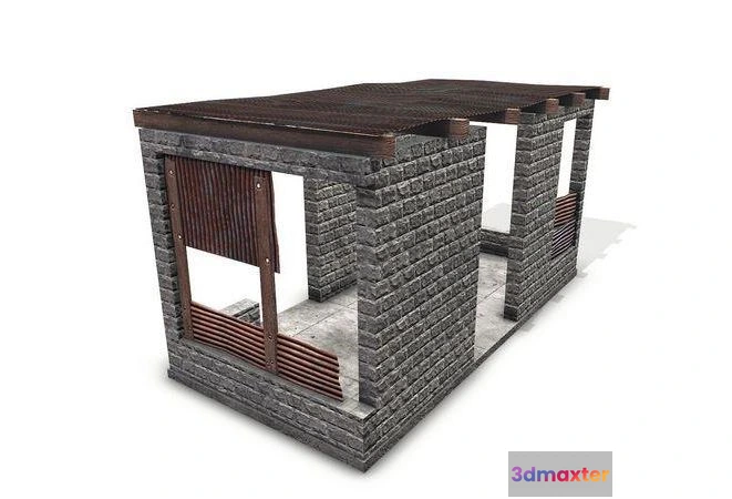 1520500 - PBR Game 3D Models - Metal Plates Shed 4 3D Max