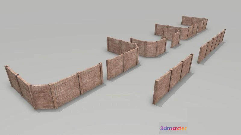 1520516 - PBR Game 3D Models - Modular Damaged Wooden Walls 3D Max