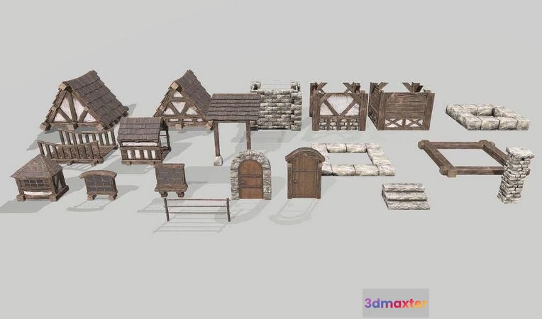 1520520 - PBR Game 3D Models - Modular Medieval House 3D Max