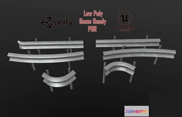 1520522 - PBR Game 3D Models - Modular Road Barriers 3D Max