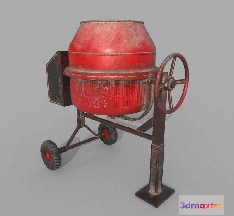 1520532 - PBR Game 3D Models - Old Concrete Mixer 3D Max