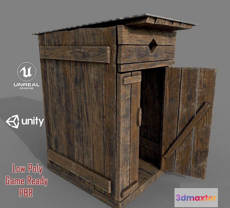 1520546 - PBR Game 3D Models - Outdoor Wooden Toilet 5 3D Max