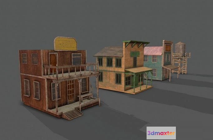 1520580 - PBR Game 3D Models - Western Buildings 3D Max