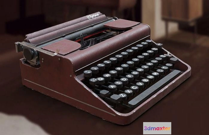 1520602 - PBR Game 3D Models - 1951 Red Olympia SM1 Typewriter 3D Max