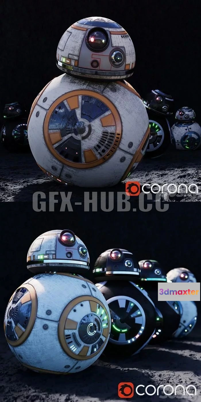 1520658 - PBR Game 3D Models - BB8 HighPoly (HD) StarWars Droid 3D Max