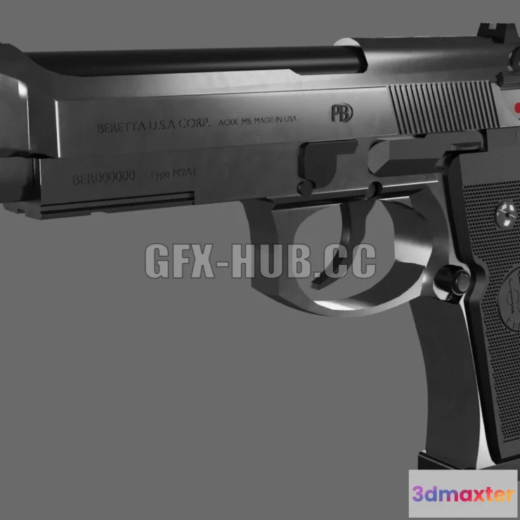 1520662 - PBR Game 3D Models - Beretta M9 3D Max