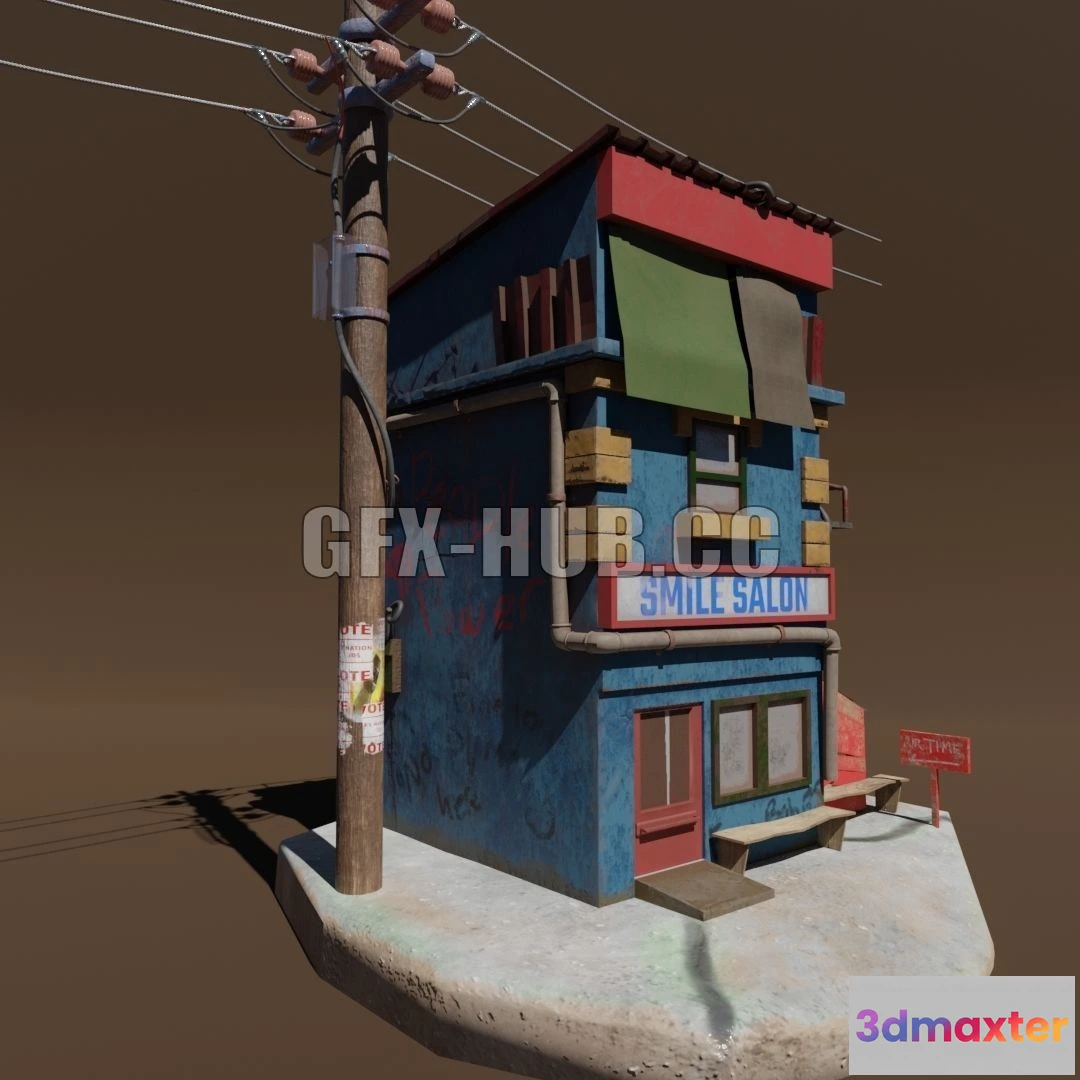 1520694 - PBR Game 3D Models - Cartoon Ghetto Flat 3D Max