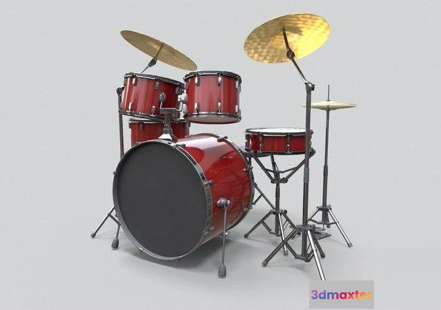 1520734 - PBR Game 3D Models - Drum Kit Low-poly 3D Max