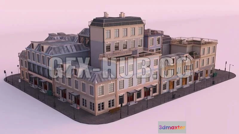 1520750 - PBR Game 3D Models - European City Block 3D Max