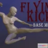 1520774 - PBR Game 3D Models - Flying Kick Woman Base mesh 3D Max