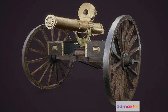 1520816 - PBR Game 3D Models - Gutling Gun Colt 1883 3D Max