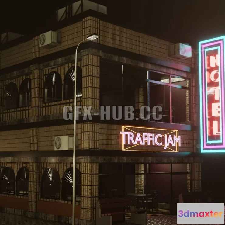 1520830 - PBR Game 3D Models - Hotel building 3D Max