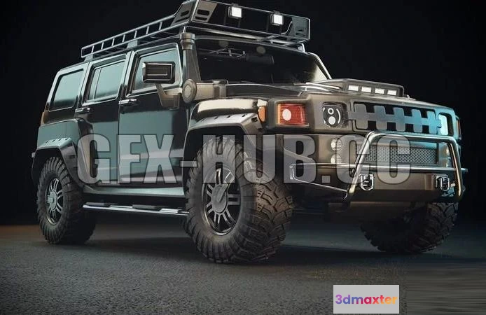 1520840 - PBR Game 3D Models - Hummer H3 Middle polyTuning Variation black 3D Max