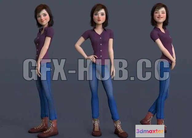 1520856 - PBR Game 3D Models - Jasmin Cartoon Girl 3D Max