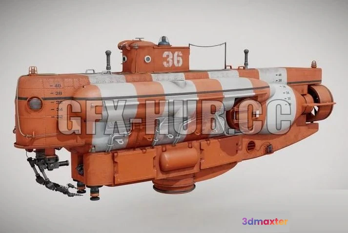1520920 - PBR Game 3D Models - Mini Submarine 3D Max