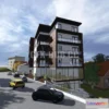 1520924 - PBR Game 3D Models - Modern commercial appartment building 3D Max