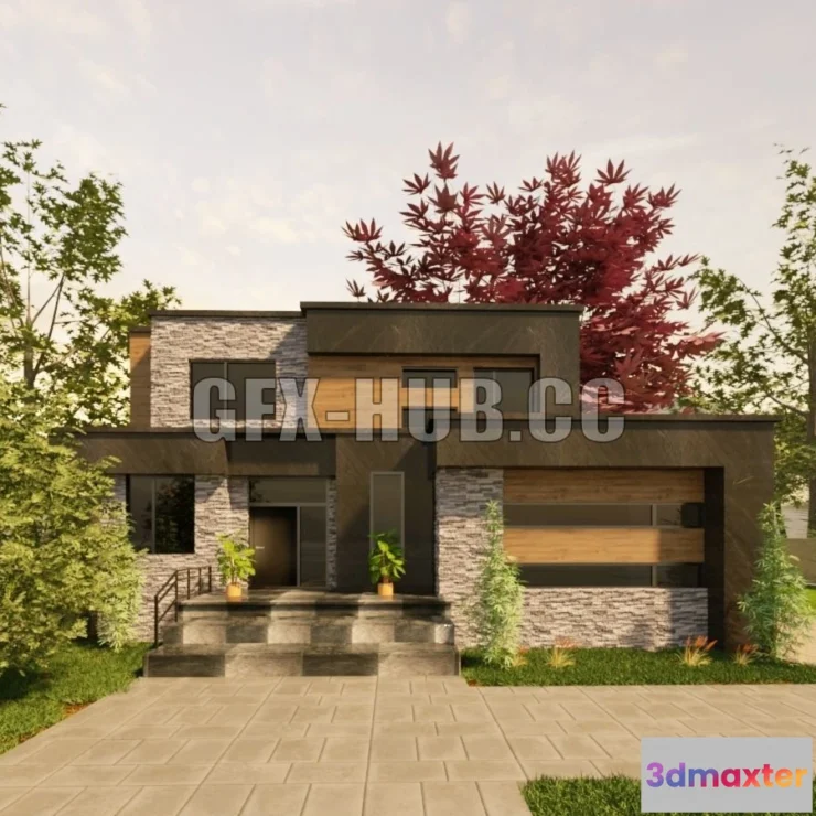 1520926 - PBR Game 3D Models - Modern House 3D Max