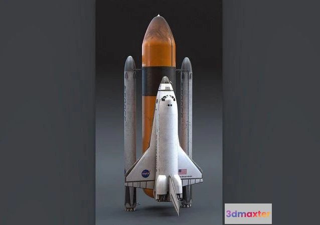 1520936 - PBR Game 3D Models - NASA Endeavour Space Shuttle with Space Tank and Falcon Rocket 3D Max