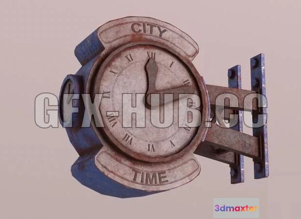 1520948 - PBR Game 3D Models - Old Street Clock 3D Max