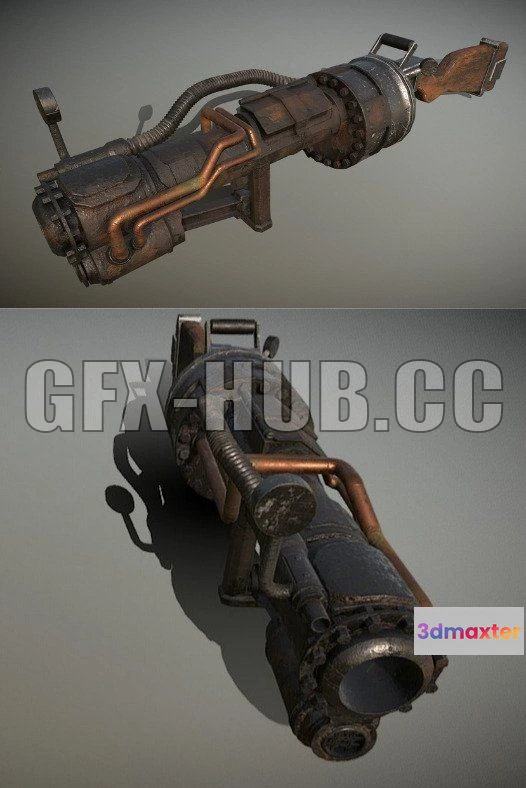 1520982 - PBR Game 3D Models - Rail Spike Gun 3D Max