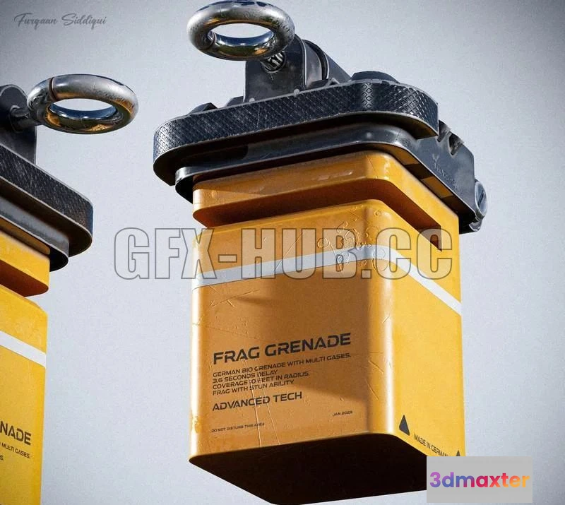 1521010 - PBR Game 3D Models - Realistic Sci-fi Frag Grenade 3D Max