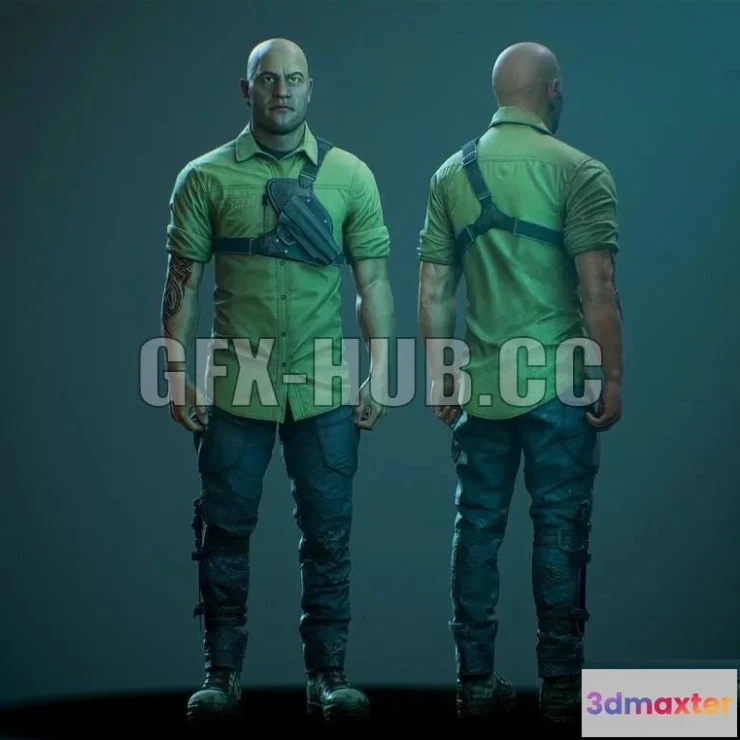 1521012 - PBR Game 3D Models - Realistick Human Torso 3D Max