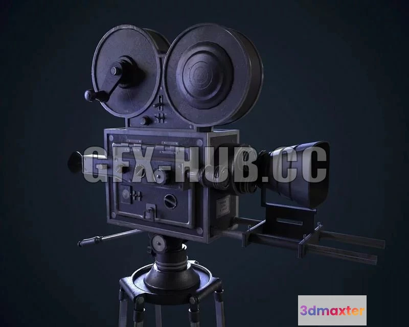 1521044 - PBR Game 3D Models - Retro Movie Camera 3D Max