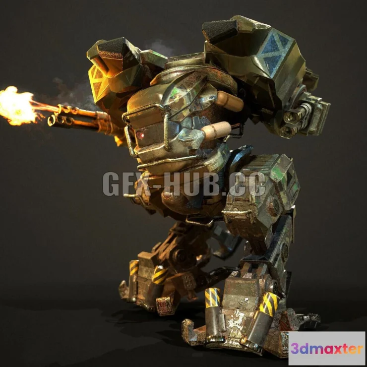 1521078 - PBR Game 3D Models - Rigged Battle Mech 3D Max