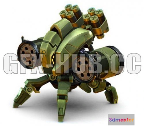 1521108 - PBR Game 3D Models - Robot Machine Gunner Gun 3D Max