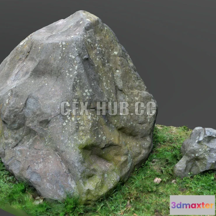 1521116 - PBR Game 3D Models - Rock boulder stone in forest 3D Max