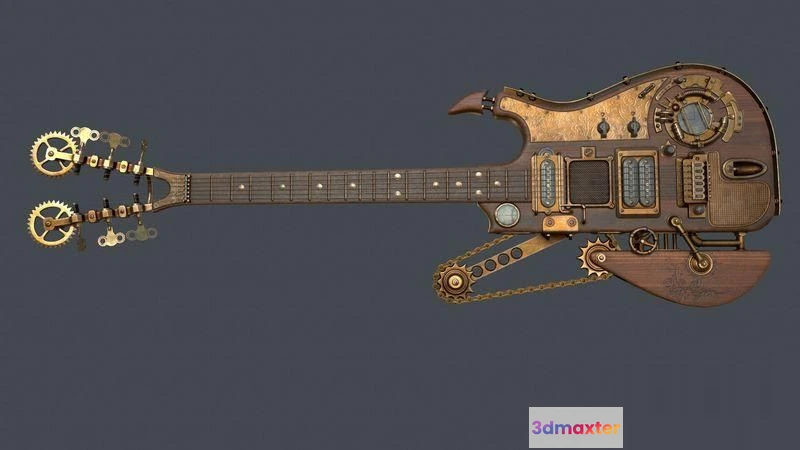 1521156 - PBR Game 3D Models - Steampunk guitar 3D Max
