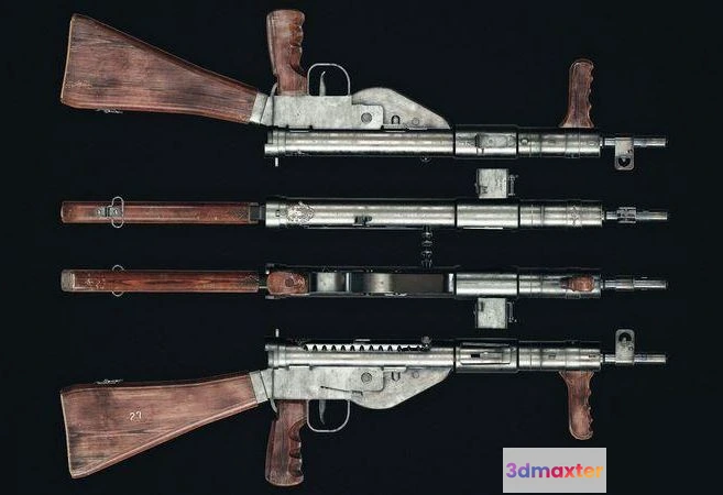 1521158 - PBR Game 3D Models - Sten Mark V UK submachine gun 3D Max