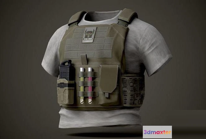 1521174 - PBR Game 3D Models - Tactical Vest with T-shirt 3D Max