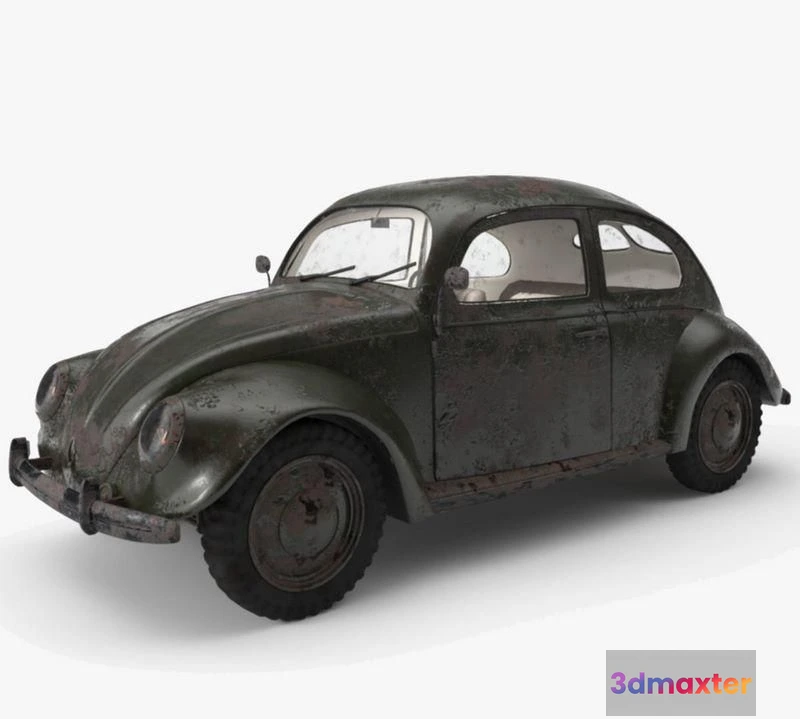 1521206 - PBR Game 3D Models - VW Style Beetle Old Rusty WW2 Wrecked Car 3D Max