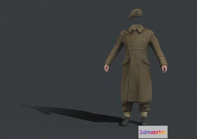 1521212 - PBR Game 3D Models - WW2 English Military Uniform Officer 3D Max