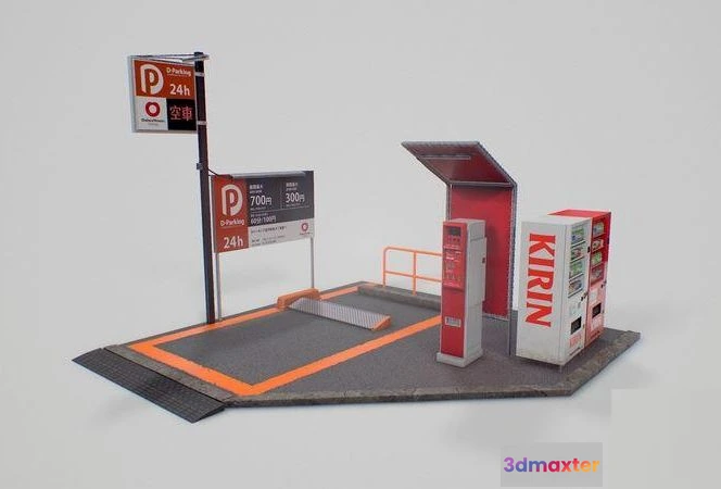 1521308 - PBR Game 3D Models - Japanese Parking Lot SET 3D Max