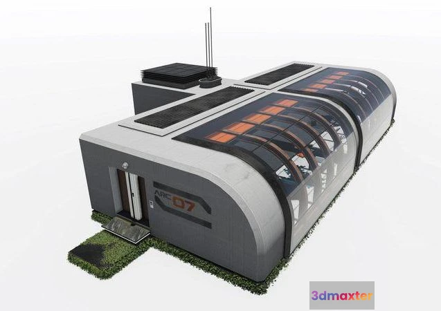 1521366 - PBR Game 3D Models - Sci-fi Building Arc 07 3D Max