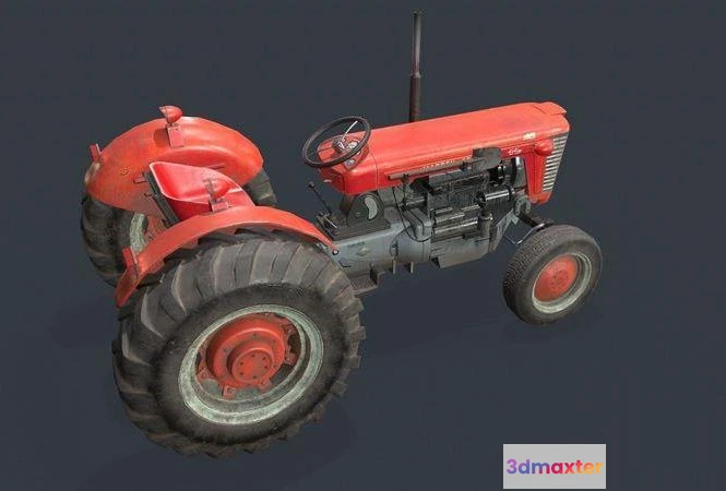 1521400 - PBR Game 3D Models - Tractor MF 65 Low-poly 3D Max